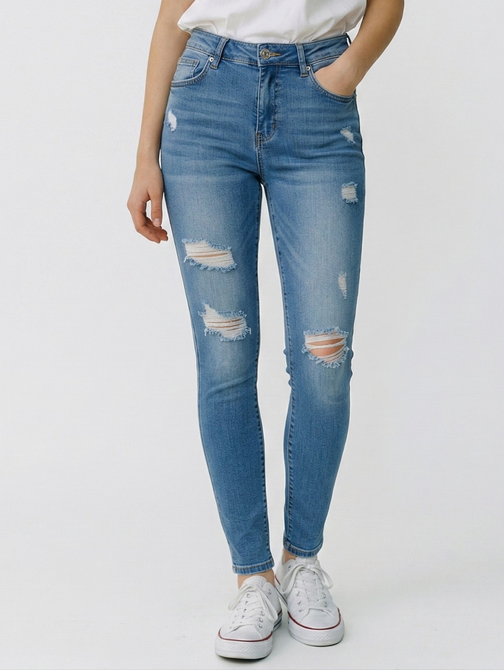 Distressed Light Blue Women's Jeans
